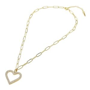 Gold Pave Heart Pendant Necklace